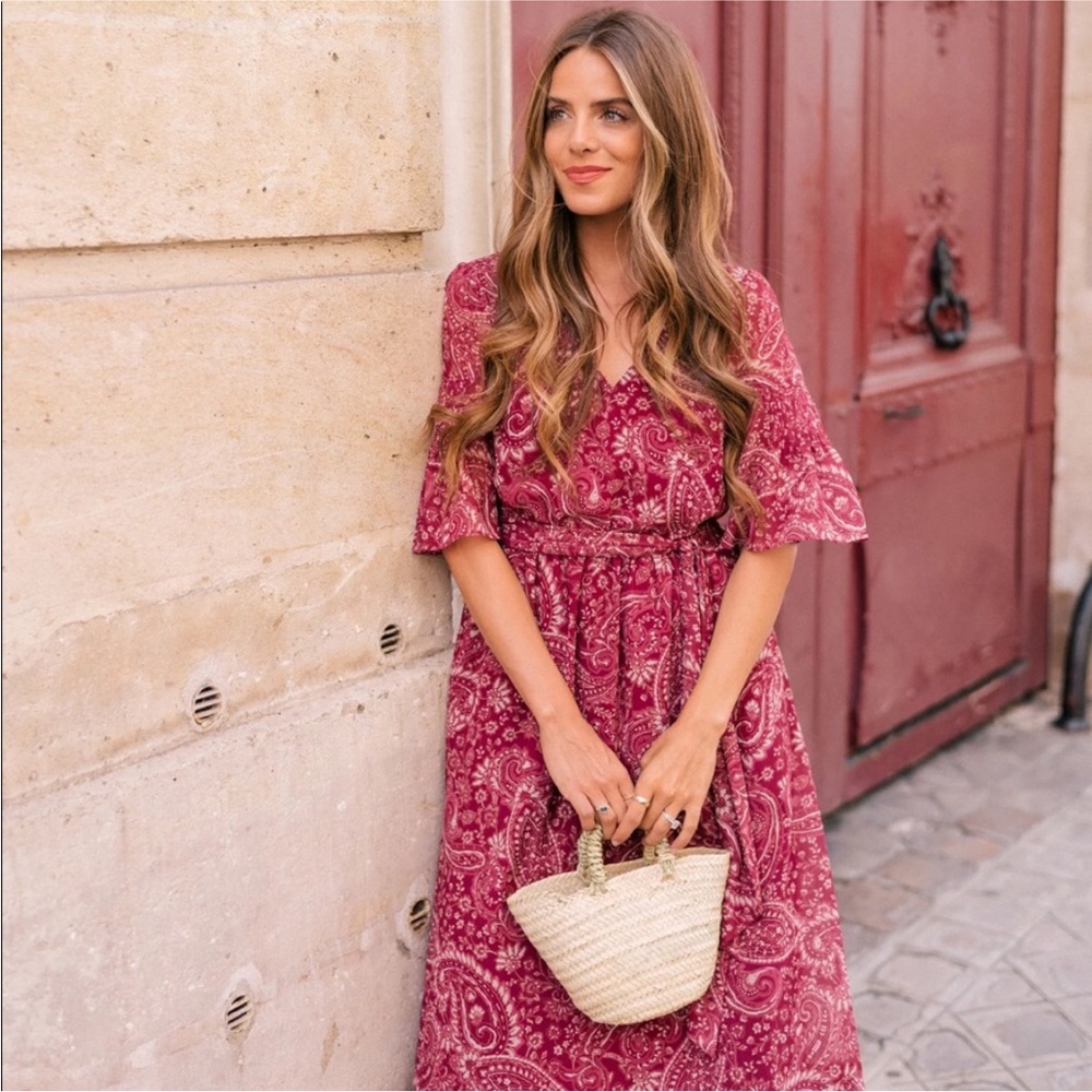 GAL MEETS GLAM Candace Paisley Print Chiffon Dress